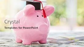  Presentation with piggy bank - PPT theme featuring piggy-bank-with-a-graduation background and a lemonade colored foreground