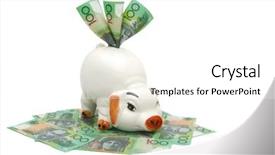  Presentation with piggy bank - Beautiful presentation theme featuring piggy bank with australian 100 backdrop and a white colored foreground