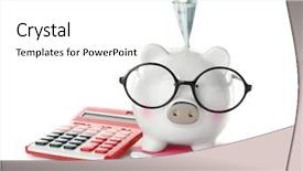  Presentation with knowledge - Colorful presentation theme enhanced with piggy bank with banknote glasses backdrop and a white colored foreground