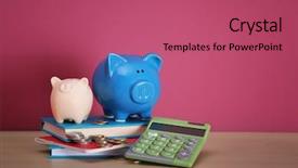  Presentation with piggy bank - Cool new theme with piggy bank with books coins backdrop and a coral colored foreground