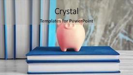  Presentation with knowledge - Cool new PPT layouts with piggy bank with books backdrop and a light gray colored foreground