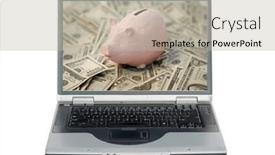  Presentation with investment money - Presentation theme enhanced with piggy-bank-with-cash-investment background and a  colored foreground