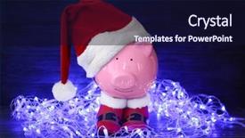  Presentation with piggy bank - Beautiful presentation design featuring piggy bank with christmas hat backdrop and a  colored foreground