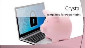  Presentation with banking system - Amazing PPT theme having piggy bank with computer security backdrop and a white colored foreground