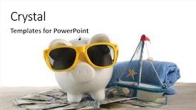  Presentation with piggy bank broken piggybank - PPT layouts featuring piggy bank with dollar banknotes background and a white colored foreground