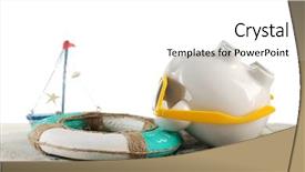  Presentation with piggy bank - Colorful slide set enhanced with piggy bank with dollar banknotes backdrop and a  colored foreground