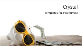  Presentation with piggy bank broken piggybank - Cool new slide deck with piggy bank with dollar banknotes backdrop and a  colored foreground