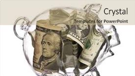  Presentation with piggy bank - Theme featuring piggy bank with dollars background and a coral colored foreground