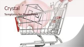  Presentation with piggy bank - Slides with piggy bank with drawn house background and a lemonade colored foreground