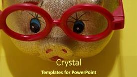 Presentation with piggy bank - Presentation theme featuring piggy-bank-with-glasses background and a tawny brown colored foreground