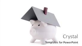  Presentation with white house roof - Presentation design with piggy-bank-with-house-roof background and a white colored foreground
