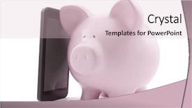  Presentation with mobile banking - Slide deck with piggy bank with mobile phone background and a lemonade colored foreground