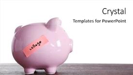  Presentation with piggy bank - Beautiful slide deck featuring piggy-bank-with-money backdrop and a white colored foreground