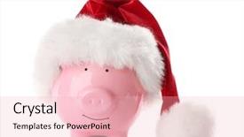  Presentation with piggy bank - Presentation theme with piggy bank with santa hat background and a lemonade colored foreground