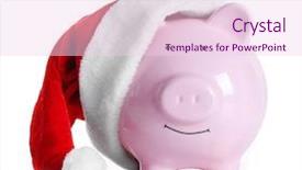  Presentation with banking bank vault door - Presentation theme consisting of piggy bank with santa hat background and a pink colored foreground
