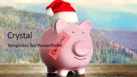  Presentation with piggy bank is evil - Amazing theme having piggy bank with santa hat backdrop and a coral colored foreground
