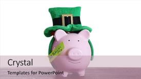 Presentation with piggy bank is evil - Presentation design enhanced with piggy bank with st patrick background and a coral colored foreground