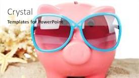  Presentation with white sand - Cool new presentation theme with piggy bank with sunglasses on sand on white background backdrop and a white colored foreground
