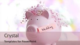  Presentation with piggy bank - Slide deck enhanced with piggy bank with wedding veil background and a coral colored foreground