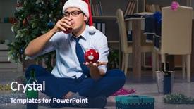  Presentation with alone - Beautiful PPT theme featuring piggy banks santa hat - businessman celebrating christmas at home backdrop and a  colored foreground