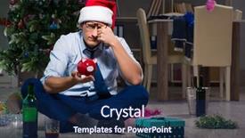  Presentation with alone - Amazing PPT theme having piggy banks santa hat - businessman celebrating christmas at home backdrop and a  colored foreground