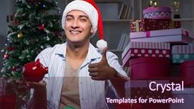  Presentation with gifs christmas - Colorful presentation theme enhanced with piggy banks santa hat - man with many christmas gifts backdrop and a  colored foreground