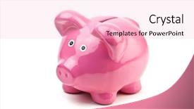 Presentation with pig - Presentation with piggy moneybox - pink pig money box isolated background and a lemonade colored foreground