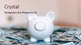  Presentation with cash - PPT theme enhanced with piggy moneybox with dollar cash background and a lemonade colored foreground