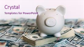  Presentation with cash - Theme featuring piggy moneybox with dollar cash background and a sky blue colored foreground