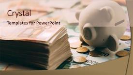  Presentation with cash - Cool new PPT theme with piggy moneybox with euro cash backdrop and a lemonade colored foreground