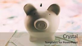  Presentation with cash - Slides with piggy moneybox with euro cash background and a coral colored foreground