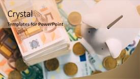  Presentation with cash - Slides with piggy moneybox with euro cash background and a lemonade colored foreground