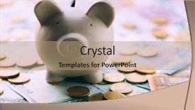  Presentation with cash - Colorful theme enhanced with piggy moneybox with euro cash backdrop and a coral colored foreground