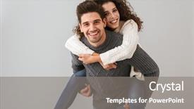  Presentation with black couple having fun - Slides featuring piggyback - image of caucasian couple having background and a gray colored foreground