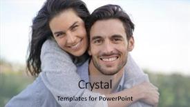  Presentation with romance couple nature - Theme consisting of piggyback - portrait of gorgeous couple outdoors background and a light blue colored foreground