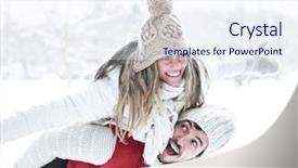  Presentation with winter weather - PPT layouts having piggyback ride in winter background and a sky blue colored foreground