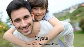  Presentation with silhouette of father and son - Presentation theme enhanced with piggyback ride to his son background and a coral colored foreground