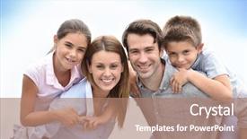  Presentation with children parents - Audience pleasing slide set consisting of piggyback ride to kids outside backdrop and a coral colored foreground