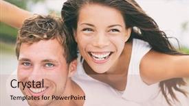  Presentation with beach wedding - Slide deck consisting of piggybacking laughing on summer honeymoon background and a coral colored foreground