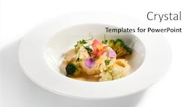  Presentation with main course - PPT layouts consisting of pike-fish-souffle-in-plate background and a white colored foreground