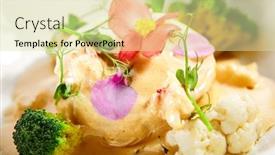  Presentation with main course - Slides enhanced with pike-fish-souffle-in-plate background and a soft green colored foreground