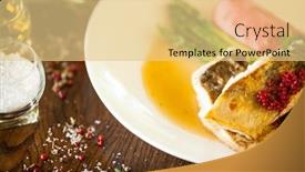  Presentation with couscous - PPT layouts featuring pike-perch-fillet-asparagus-pearl background and a lemonade colored foreground