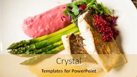  Presentation with couscous - Colorful presentation enhanced with pike-perch-fillet-asparagus-pearl backdrop and a yellow colored foreground