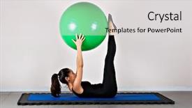  Presentation with evolution - Beautiful presentation theme featuring pike with ball position pilates gymnastics is a germanic evolution of yoga used by athletes to improve flexibility and body fitness and by chiropractors for patient recovery backdrop and a light gray colored foreground