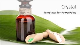  Presentation with green leaf - Slides enhanced with pil - medicine bottle with tablets background and a  colored foreground