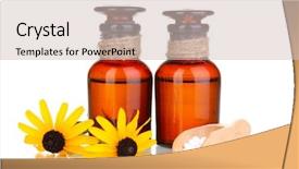  Presentation with herbal medicine flowers - Slides enhanced with pil - medicine bottles with tablets background and a  colored foreground