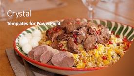  Presentation with middle east - Theme consisting of pilaf-traditional-dish background and a coral colored foreground