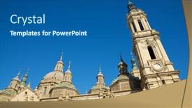  Presentation with city - Slide deck with pilar-cathedral-view-in-zaragoza background and a ocean colored foreground
