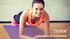  Presentation with woman sport - Cool new presentation with pilates - fitness sport training and lifestyle backdrop and a coral colored foreground