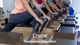  Presentation with pilates - PPT theme having pilates - group of women exercising background and a violet colored foreground